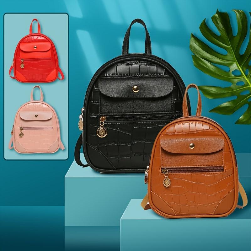 Small Faux Leather Backpack Women's Zipper Work School 9 05 8 26 3 14 Inch