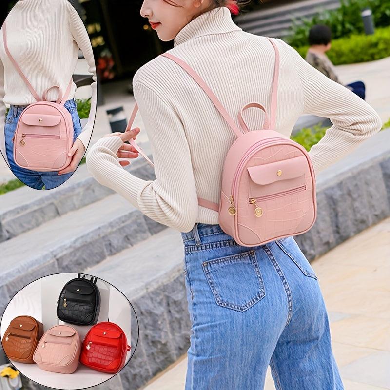 Small Faux Leather Backpack Women's Zipper Work School 9 05 8 26 3 14 Inch