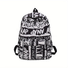 Graffiti Pattern Backpack Niche Zipper Daypack Stylish School Bag