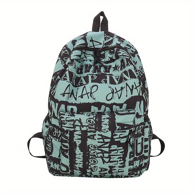 Graffiti Pattern Backpack Niche Zipper Daypack Stylish School Bag