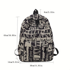 Graffiti Pattern Backpack Niche Zipper Daypack Stylish School Bag