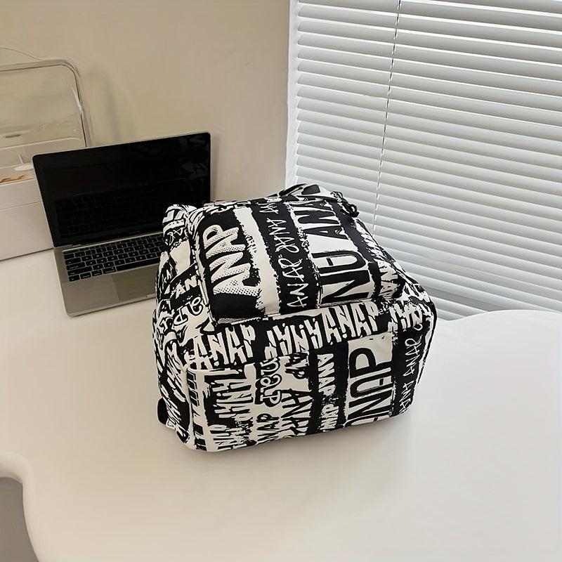 Graffiti Pattern Backpack Niche Zipper Daypack Stylish School Bag
