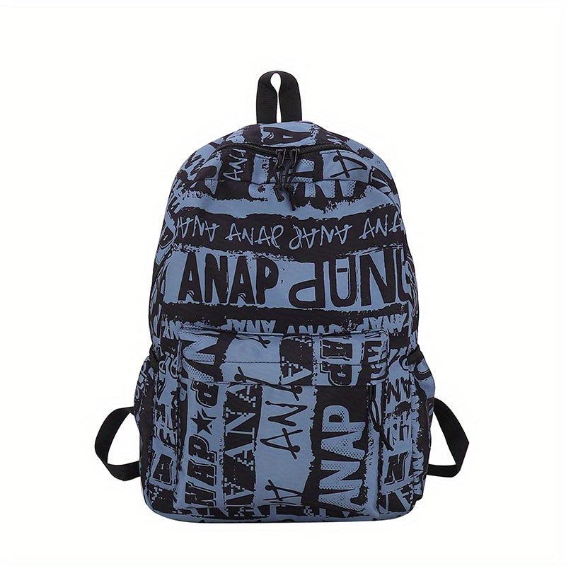 Graffiti Pattern Backpack Niche Zipper Daypack Stylish School Bag