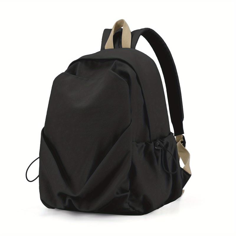 Ruched Backpack Solid Preppy Schoolbag Casual Nylon Travel Rucksack
