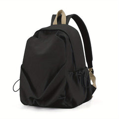 Ruched Backpack Solid Preppy Schoolbag Casual Nylon Travel Rucksack