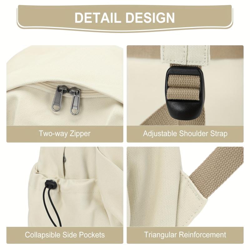 Ruched Backpack Solid Preppy Schoolbag Casual Nylon Travel Rucksack