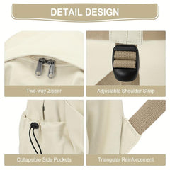 Ruched Backpack Solid Preppy Schoolbag Casual Nylon Travel Rucksack