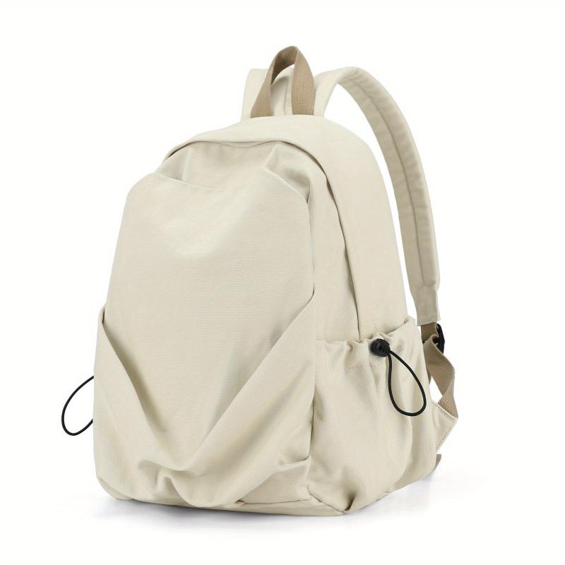 Ruched Backpack Solid Preppy Schoolbag Casual Nylon Travel Rucksack