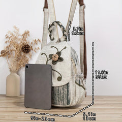 Embroidered Flower Sling Backpack Crossbody Bag With Zipper Strap