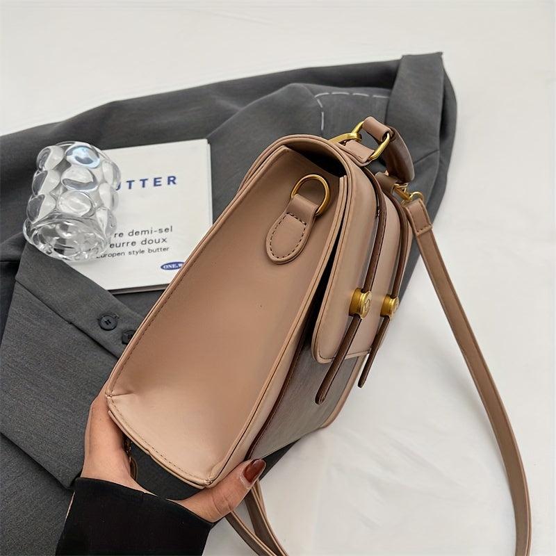 British Style Square School Backpack Contrast Handbag Convertible Crossbody Bag