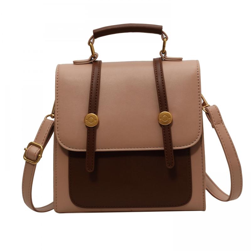 British Style Square School Backpack Contrast Handbag Convertible Crossbody Bag