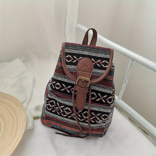 Vintage Ethnic Pattern Backpack Classic Travel Storage Daypack Women's
