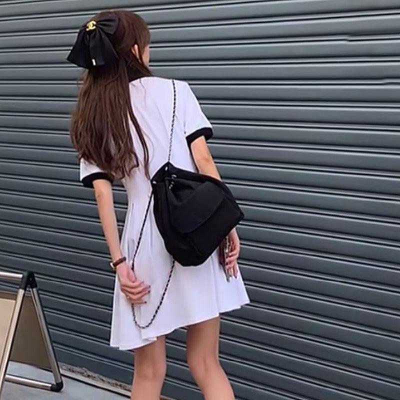 Chain Bucket Backpack Drawstring Daypack Casual Travel School Bag