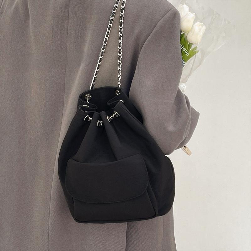 Chain Bucket Backpack Drawstring Daypack Casual Travel School Bag