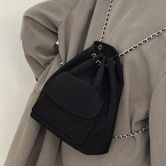 Chain Bucket Backpack Drawstring Daypack Casual Travel School Bag