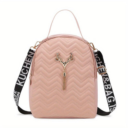 Tassel Decor Backpack Stylish All Match Zipper Backpack