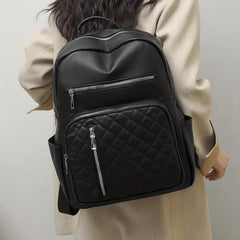 Solid Argyle Pattern Large Capacity Backpack
