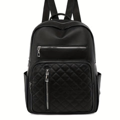Solid Argyle Pattern Large Capacity Backpack