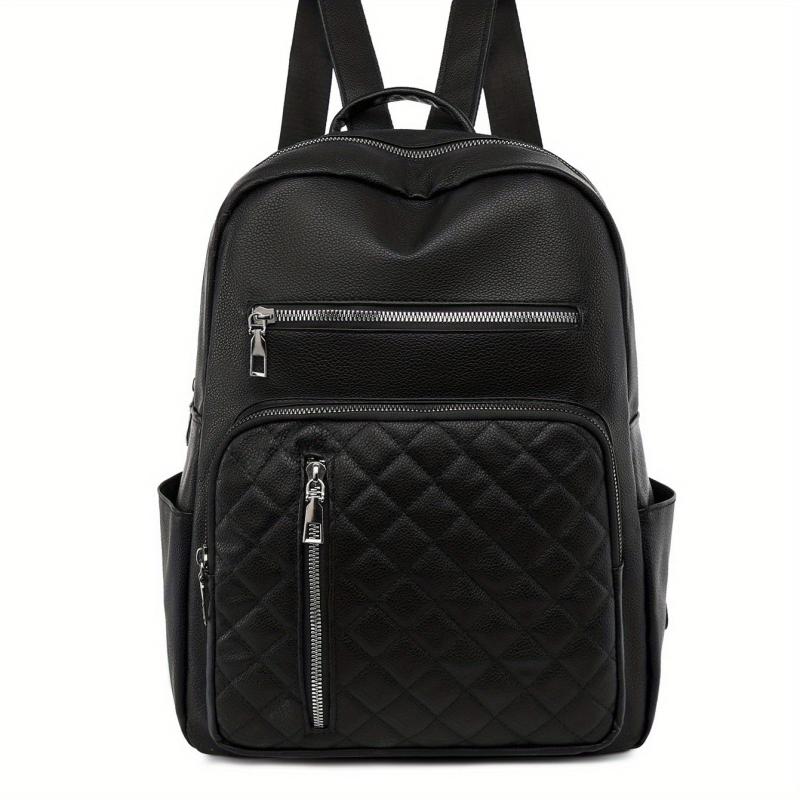 Solid Argyle Pattern Large Capacity Backpack