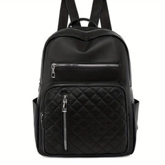 Solid Argyle Pattern Large Capacity Backpack