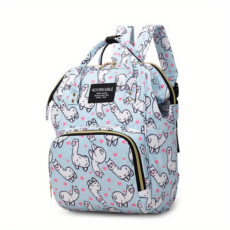 Cartoon Print Diaper Bag Travel Backpack For Mom And Dad