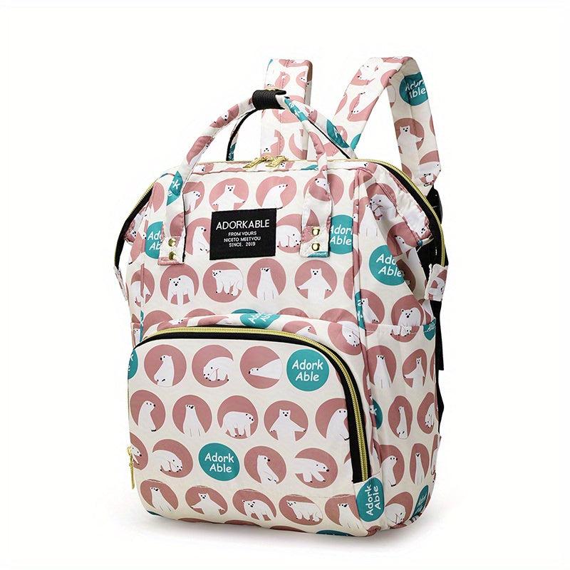Cartoon Print Diaper Bag Travel Backpack For Mom And Dad