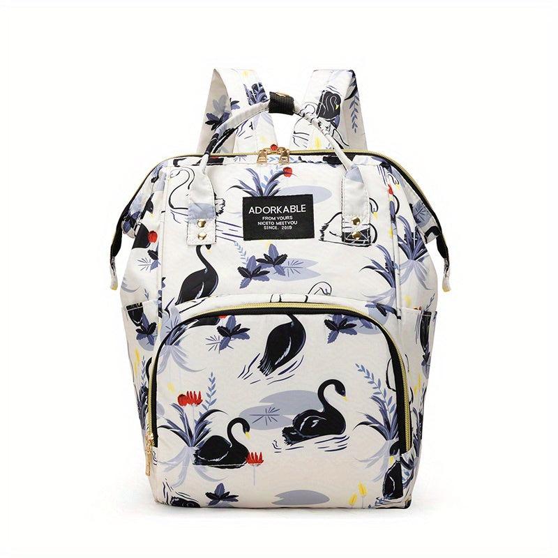 Cartoon Print Diaper Bag Travel Backpack For Mom And Dad
