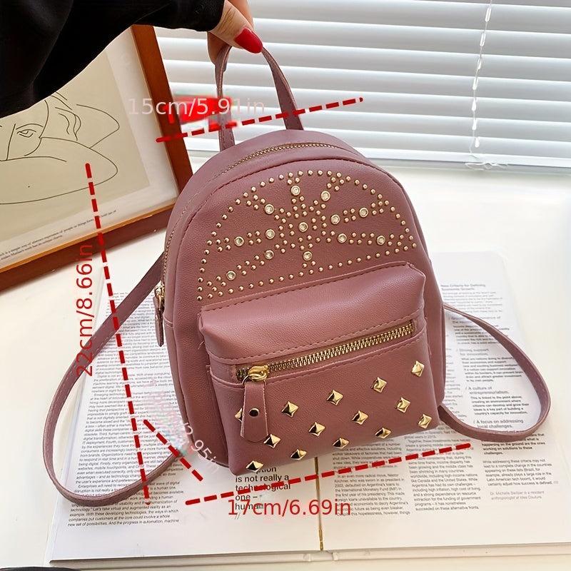 Rivets Decor Backpack Stylish Bag For Travel