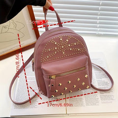 Rivets Decor Backpack Stylish Bag For Travel