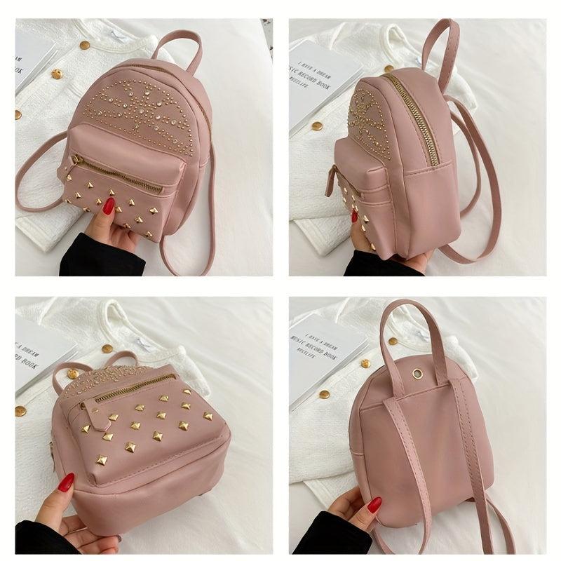 Rivets Decor Backpack Stylish Bag For Travel
