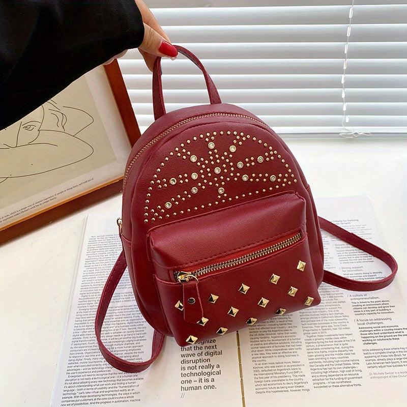 Rivets Decor Backpack Stylish Bag For Travel