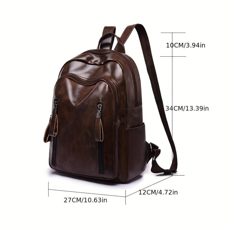 Retro Glossy Large Capacity PU Leather Backpack
