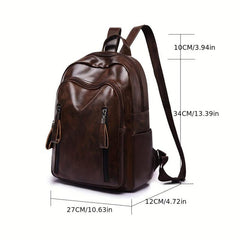 Retro Glossy Large Capacity PU Leather Backpack