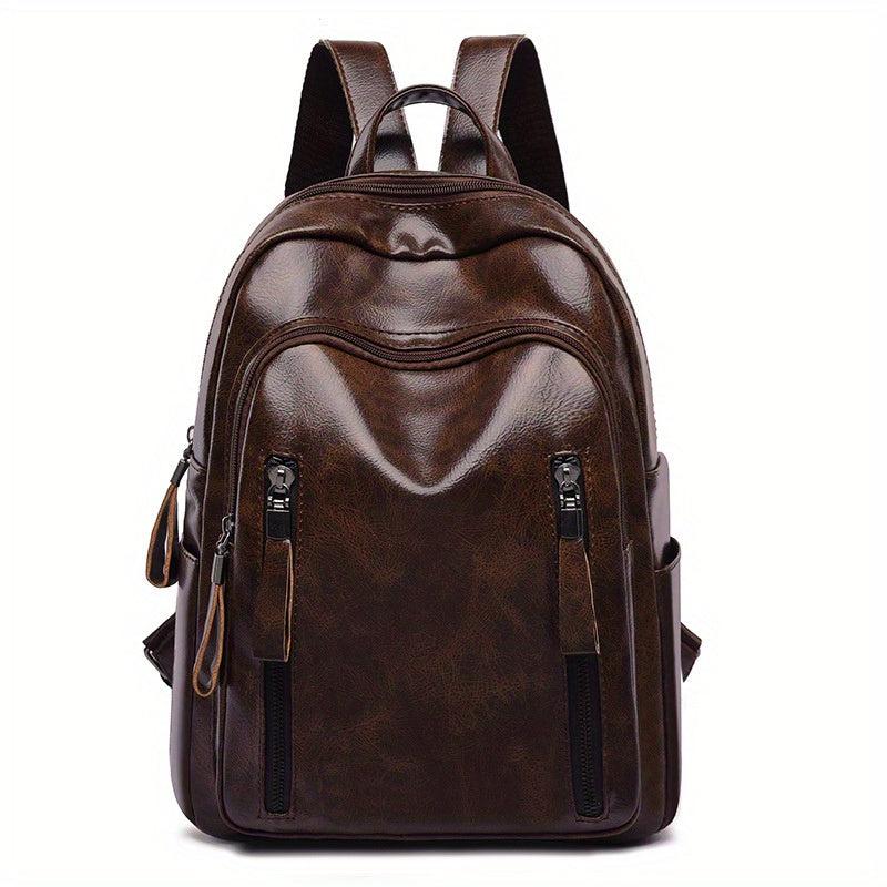 Retro Glossy Large Capacity PU Leather Backpack