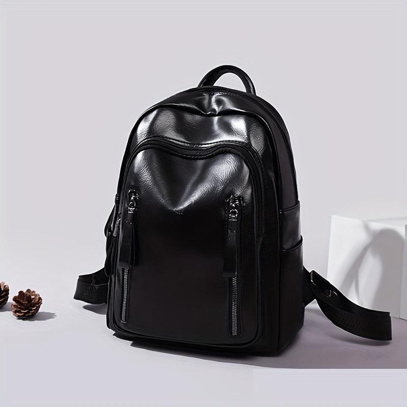 Retro Glossy Large Capacity PU Leather Backpack