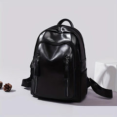 Retro Glossy Large Capacity PU Leather Backpack