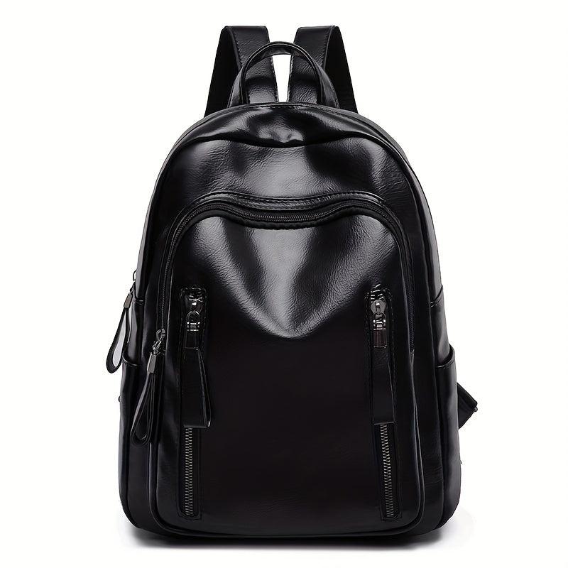 Retro Glossy Large Capacity PU Leather Backpack