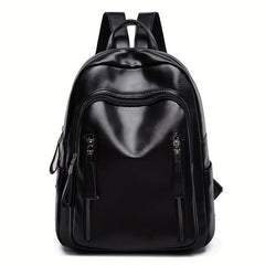 Retro Glossy Large Capacity PU Leather Backpack