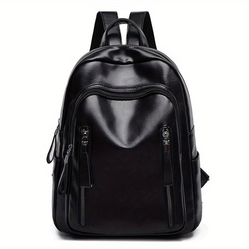 Retro Glossy Large Capacity PU Leather Backpack