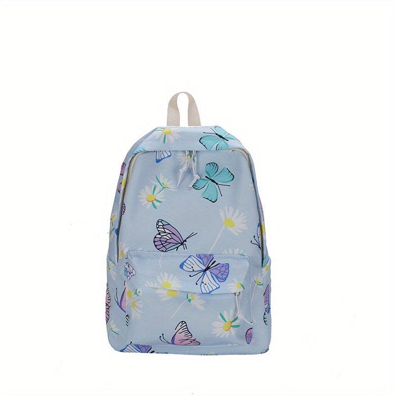 Butterfly Pattern Large Capacity Preppy Backpack Canvas Lightweight Commuter Bag