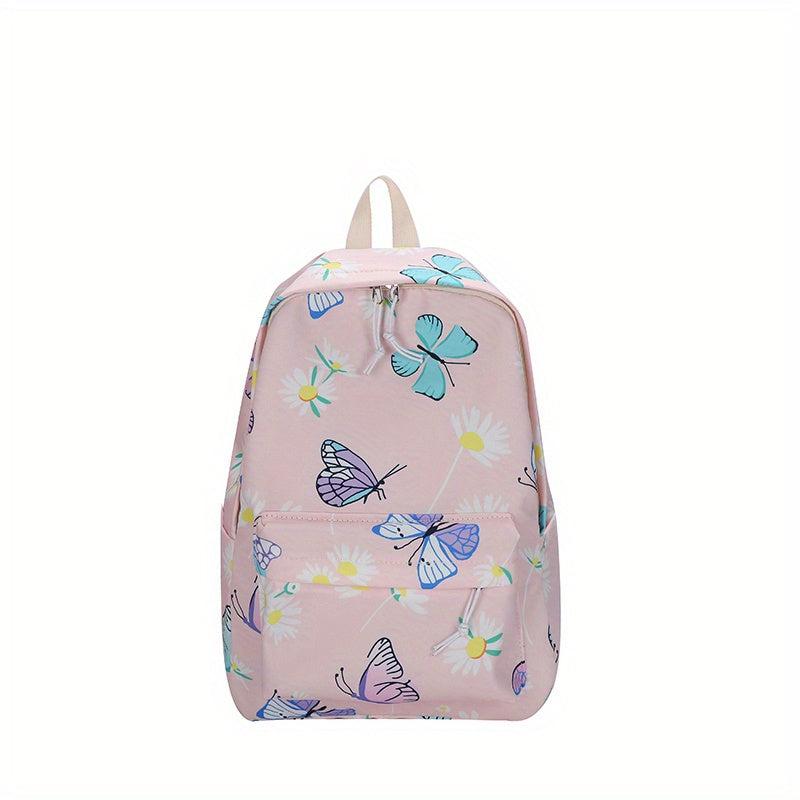 Butterfly Pattern Large Capacity Preppy Backpack Canvas Lightweight Commuter Bag