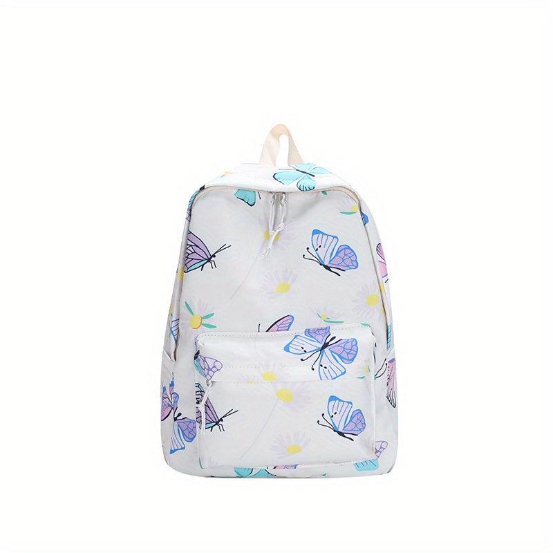 Butterfly Pattern Large Capacity Preppy Backpack Canvas Lightweight Commuter Bag