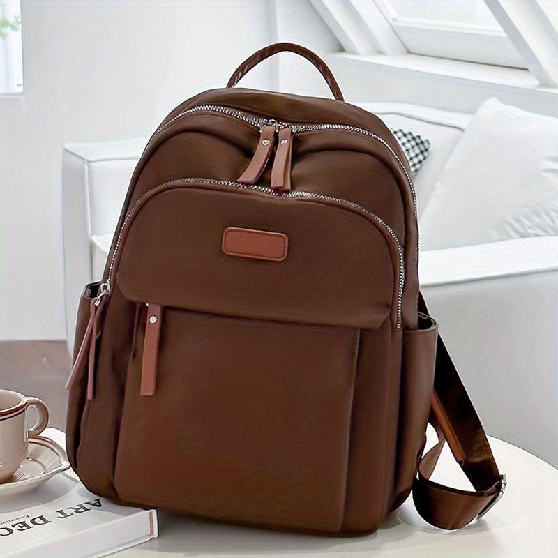 Minimalist Casual Zipper Backpack Solid Travel Daypack All Match
