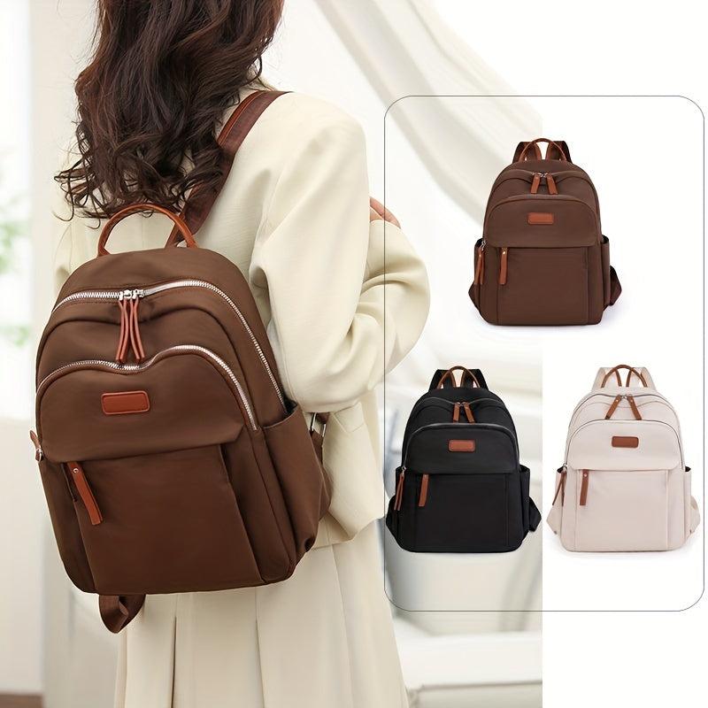 Minimalist Casual Zipper Backpack Solid Travel Daypack All Match