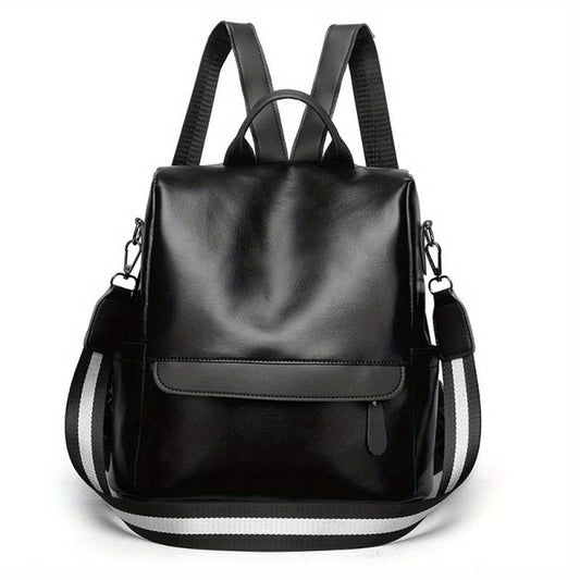 Large Capacity Waterproof Backpack PU Leather Textured
