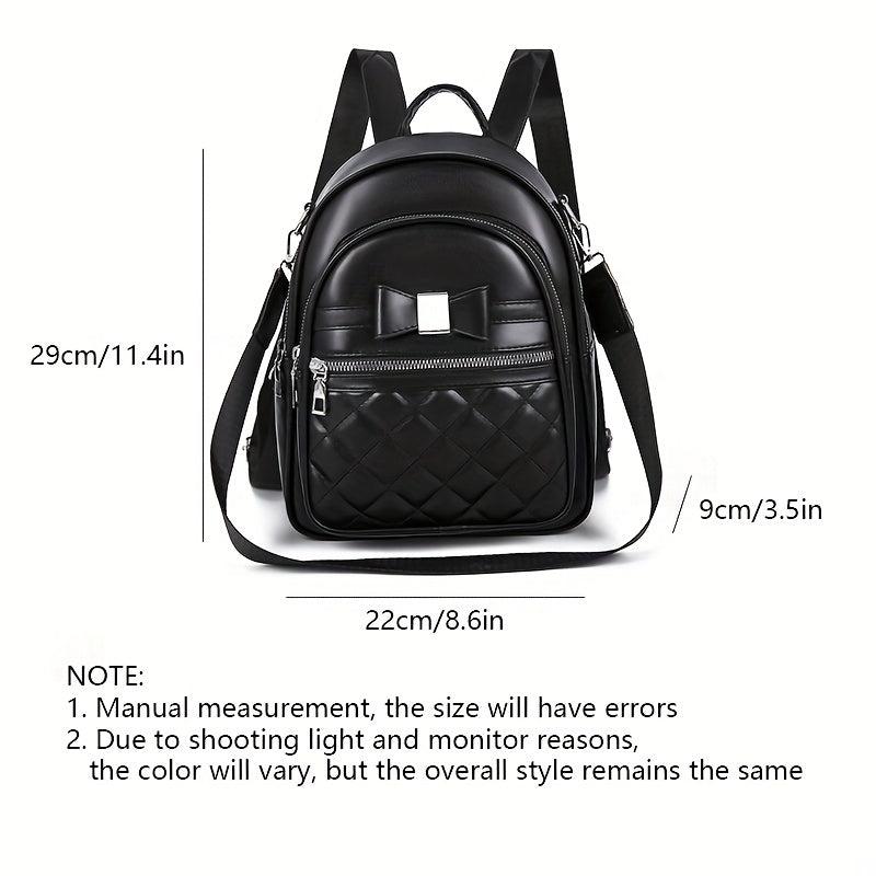 Mini Quilted Backpack Purse Bow Decor Anti Theft Daypack