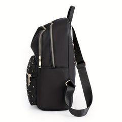 Argyle Quilted Backpack Purse Studded Decor Preppy School Bag