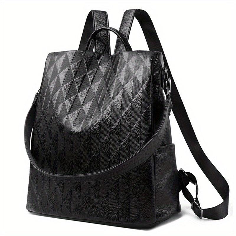 Classic Minimalist Backpack Solid Argyle Pattern Storage Travel Bag