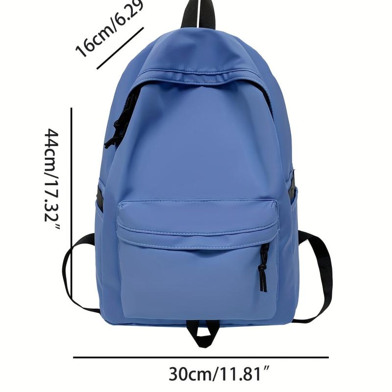 Minimalist Solid Zipper Backpack Preppy Storage School Bag All Match Rucksack