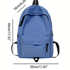 Minimalist Solid Zipper Backpack Preppy Storage School Bag All Match Rucksack